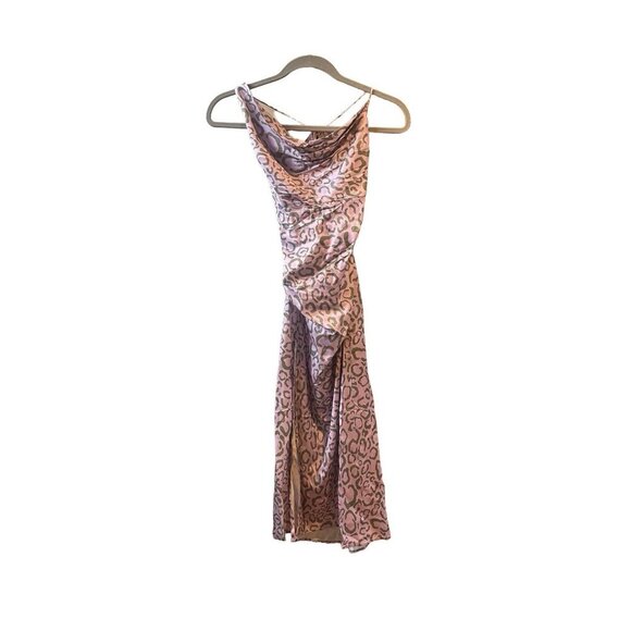 NWT For Love & Lemons June Midi Slip Dress Purple Animal Print Size Small - Picture 8 of 14